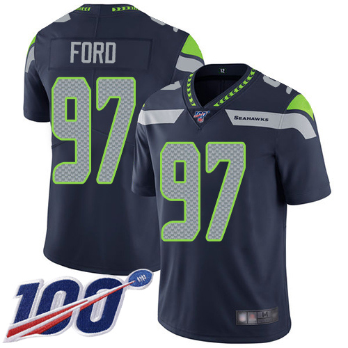 Seattle Seahawks Limited Navy Blue Men Poona Ford Home Jersey NFL Football #97 100th Season Vapor Untouchable->youth nfl jersey->Youth Jersey
